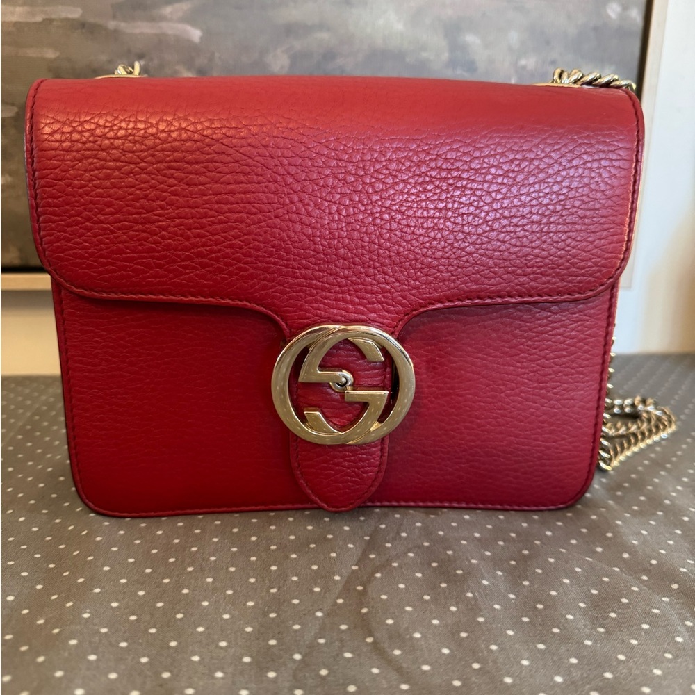 Gucci Crimson Leather Crossbody Bag